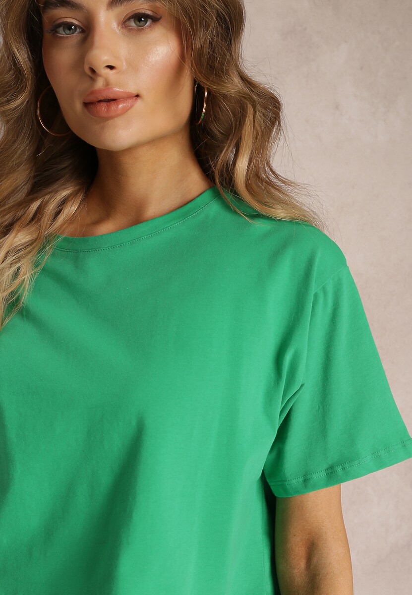 Zielony T-shirt o Fasonie Cropped Oversize Brighta - Renee