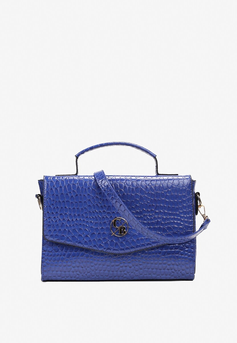 Niebieska Torebka z Tłoczeniem Skóry Krokodyla z Magnetyczną Klapą Olika 1