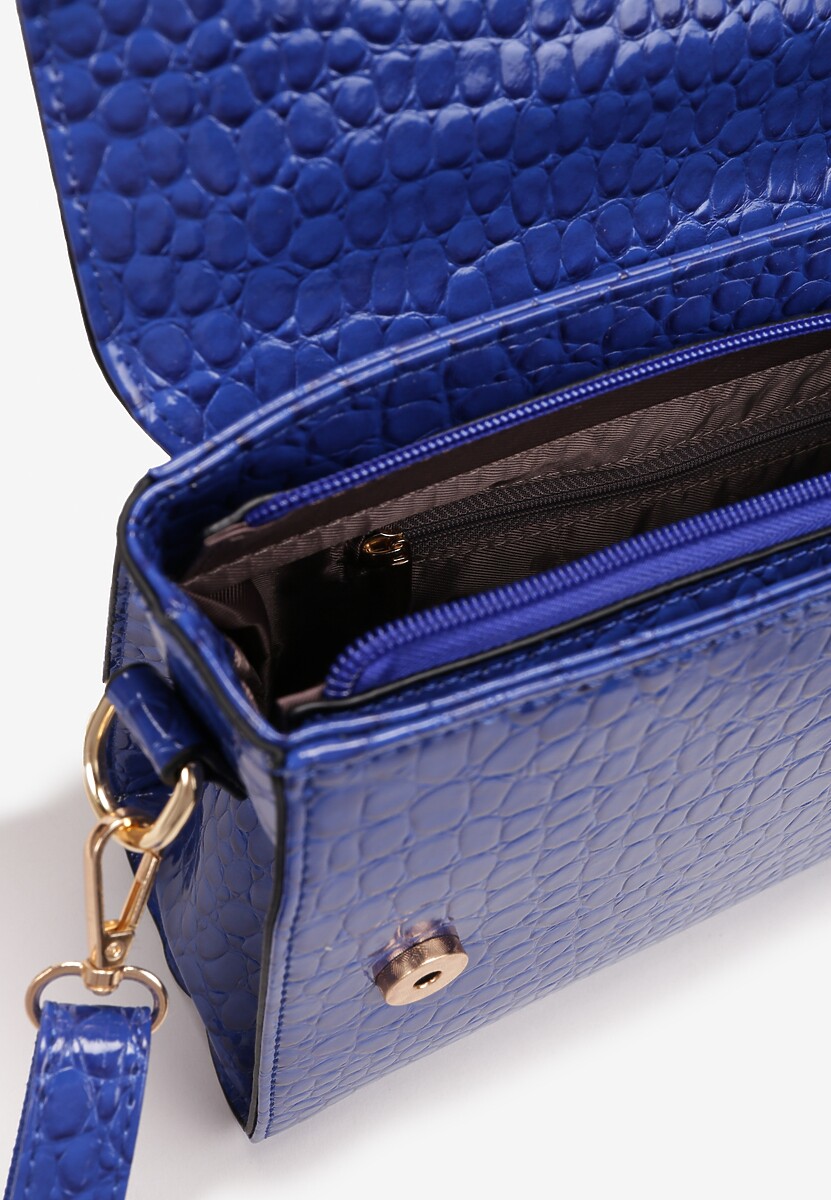 Niebieska Torebka z Tłoczeniem Skóry Krokodyla z Magnetyczną Klapą Olika 3