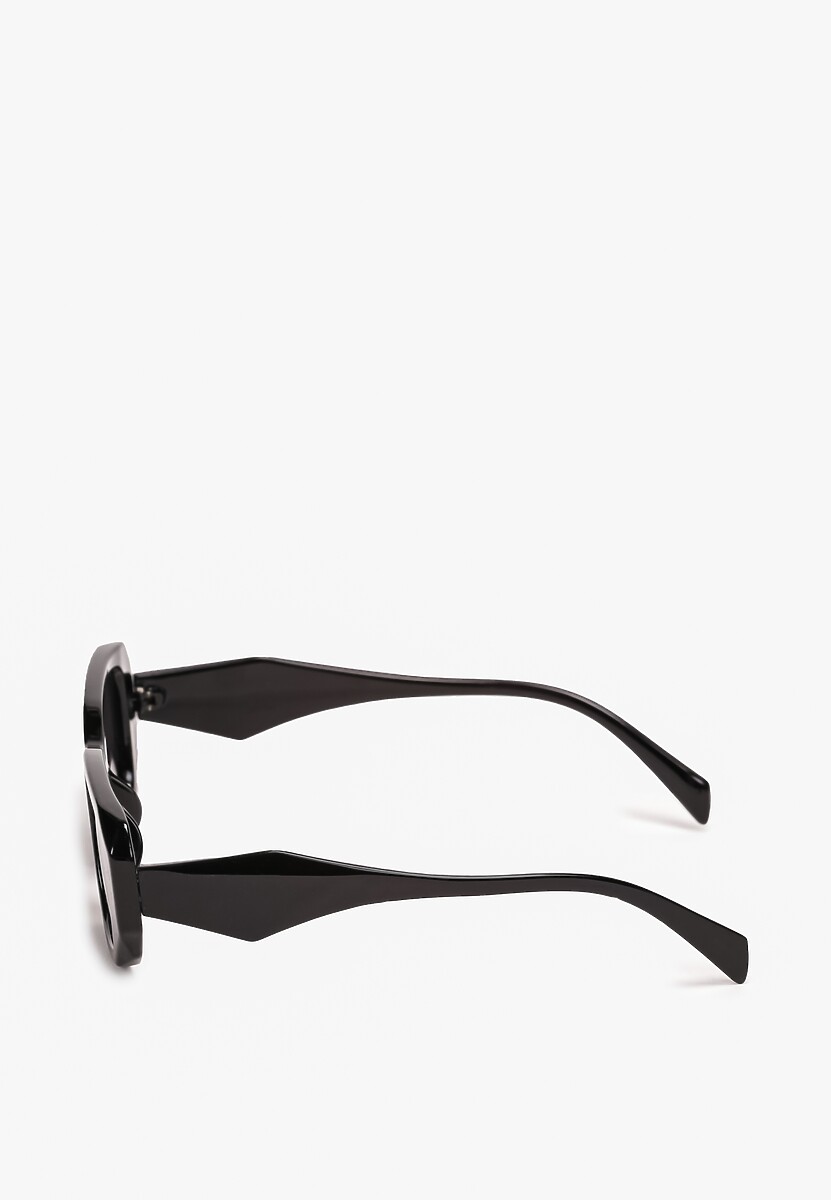 Czarne Prostokątne Okulary Przeciwsłoneczne z Ozdobnymi Nausznikami Veesha 2