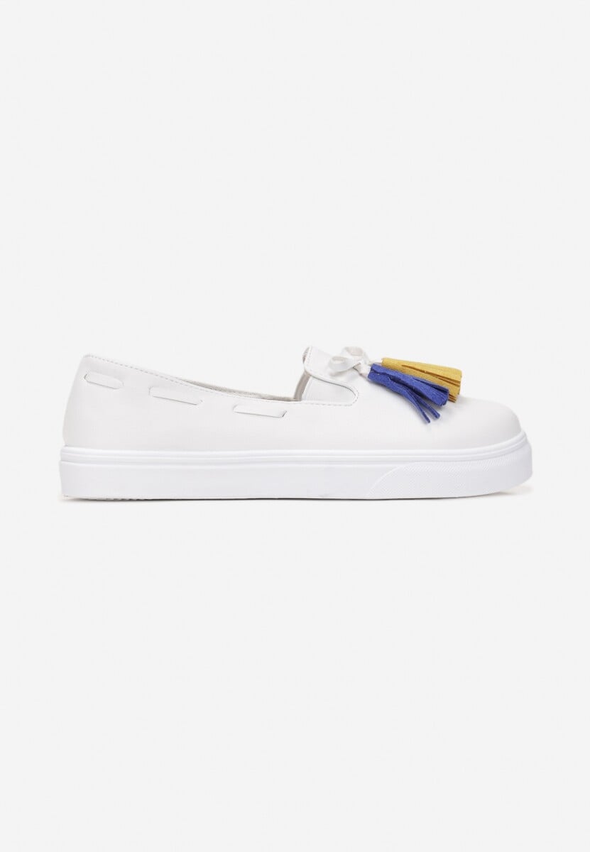 Half Loafers Albi cu Ciucure pe Talpă Groasă Melana 3