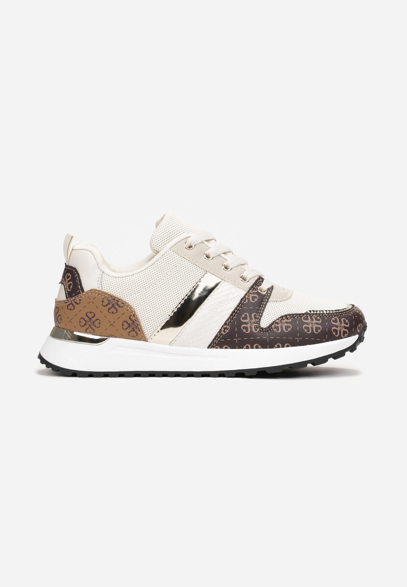 Sneakers Bej Imprimate Înalte Odenia cu Talpă Groasă 3