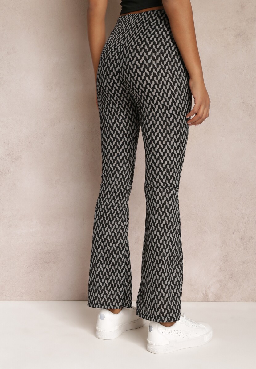 Pantaloni Gri Imprimeu cu Elastic in Talie cu Talia Regulara Nobutora 3
