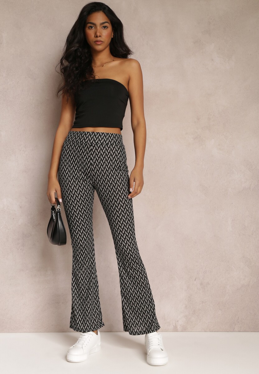Pantaloni Gri Imprimeu cu Elastic in Talie cu Talia Regulara Nobutora 2