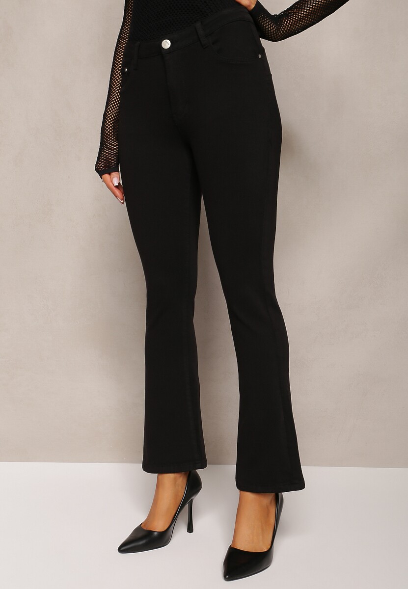 Czarne Jeansy Dzwony Push Up z Regularnym Stanem Temas 1