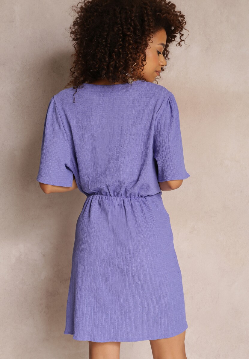 Fioletowa Sukienka Kopertowa z Wiązaniem Fadumo 3