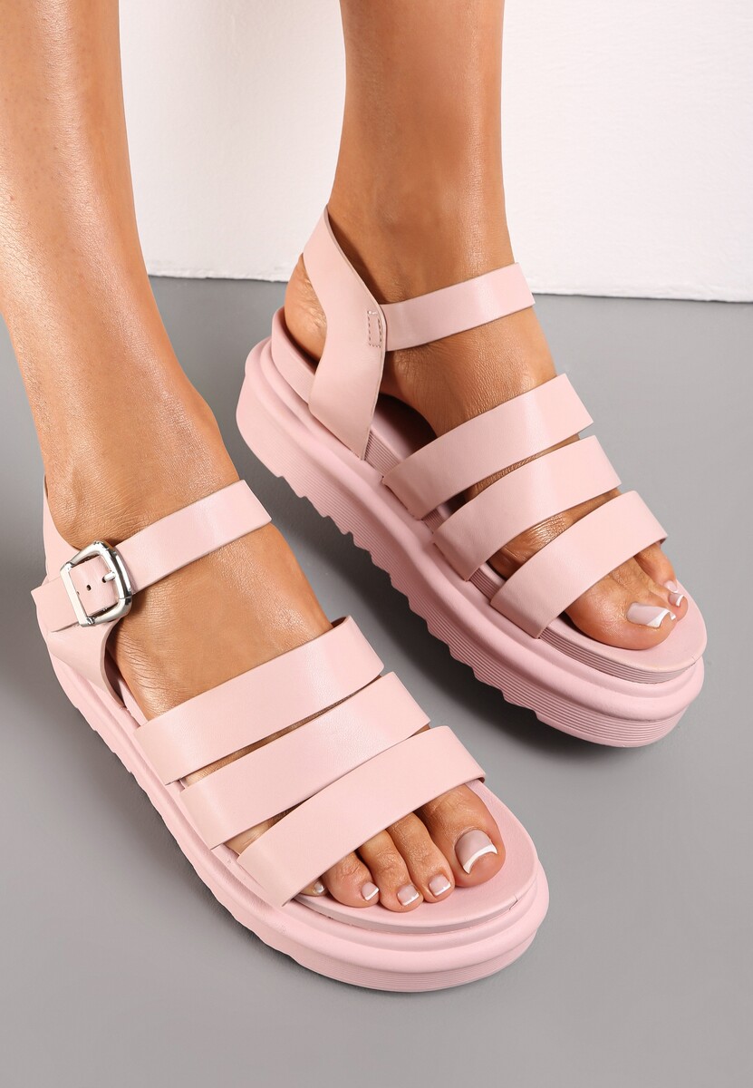 Sandale roz Gladiator Jaylnia cu Platformă 2