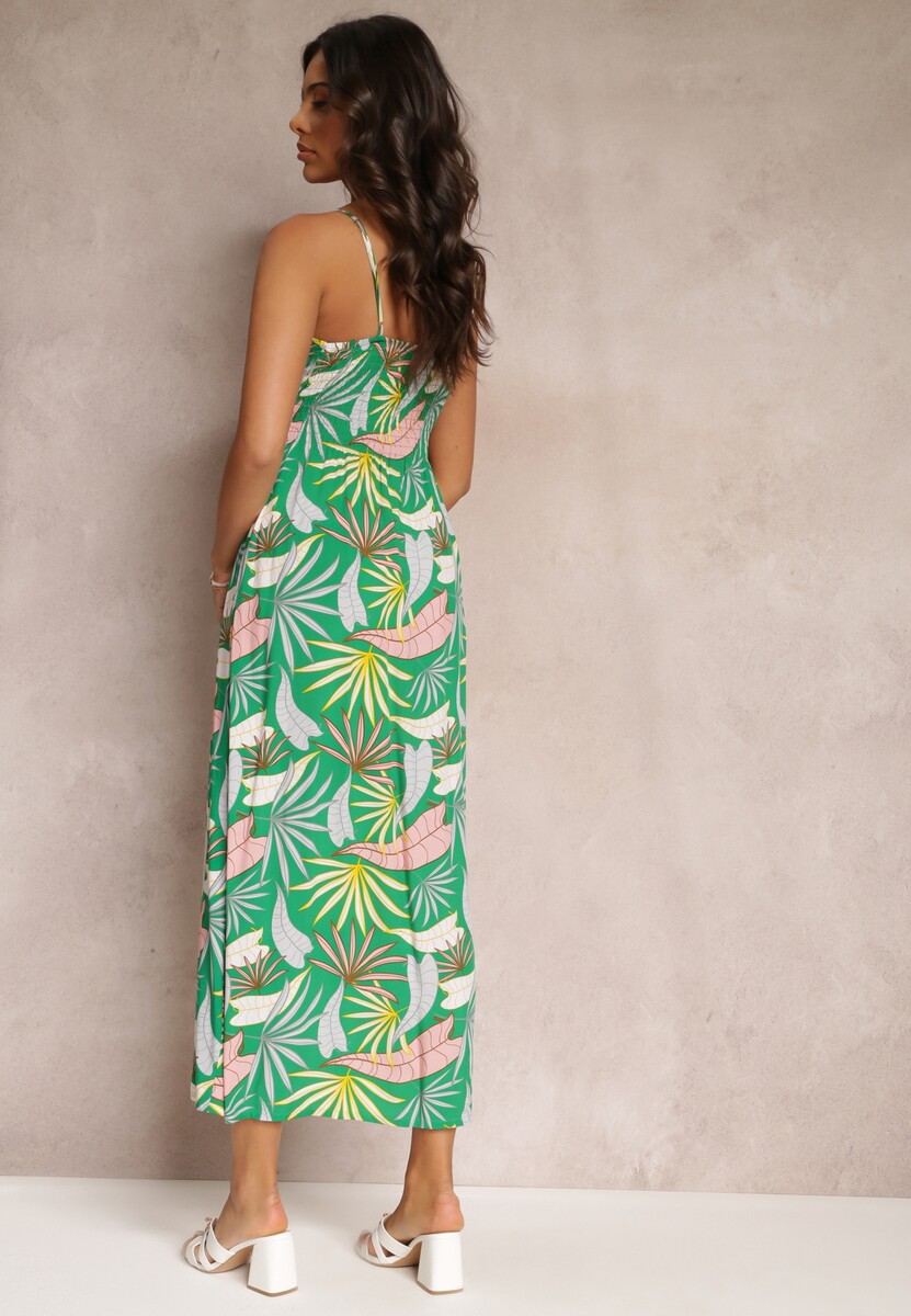 Rochie Verde Clos cu Bretele cu Elastic in Talie Laverni 3