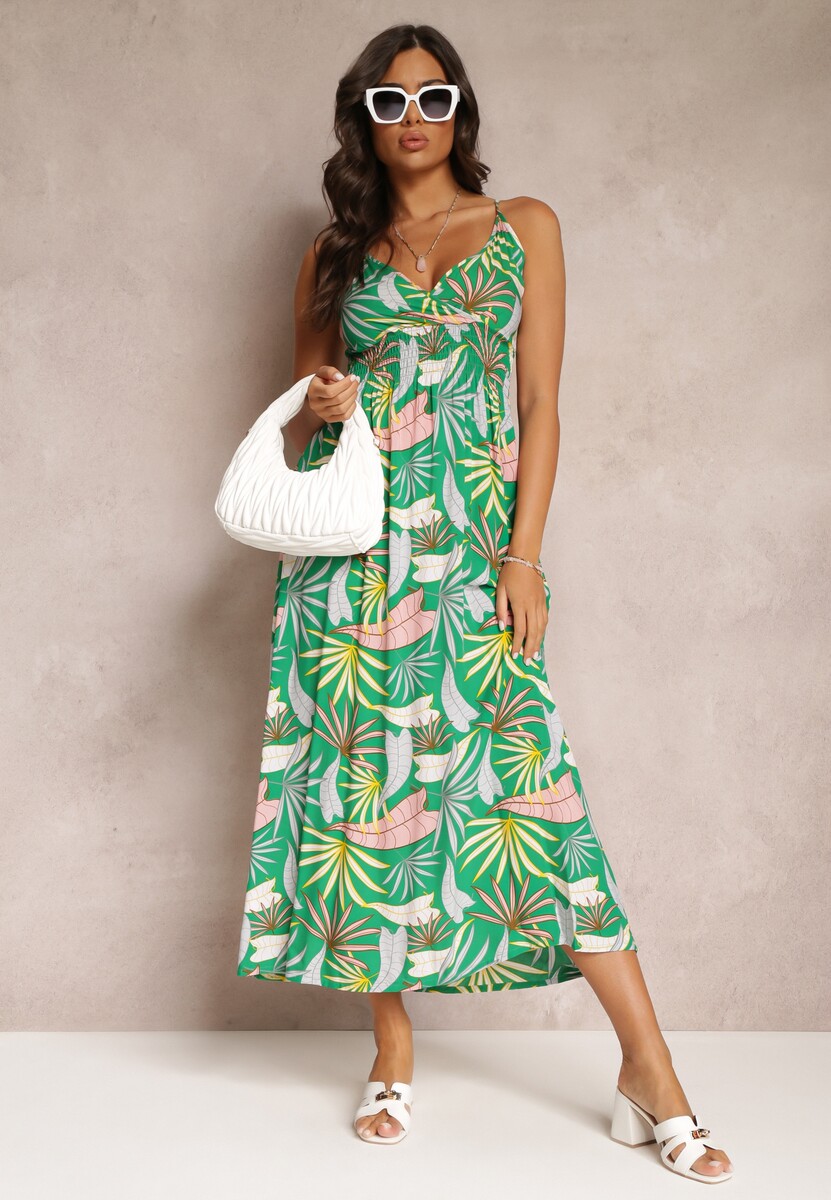 Rochie Verde Clos cu Bretele cu Elastic in Talie Laverni 2