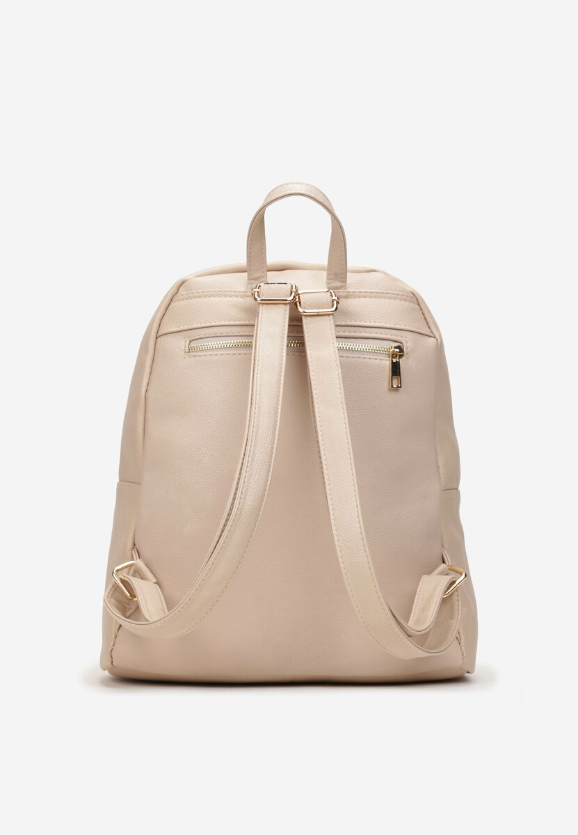 Rucsac Urban Bej Închis cu Fermoar Decorativ din Imitație de Piele Radia 2