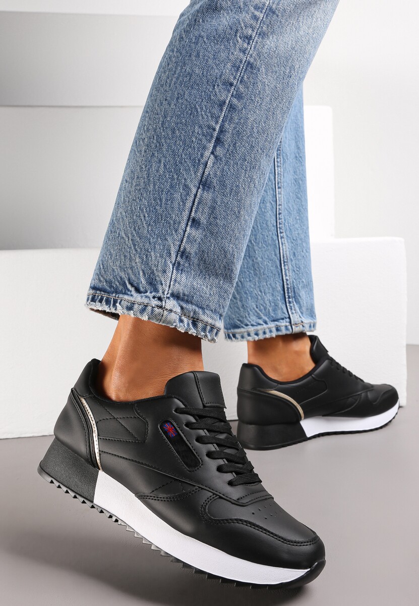 Sneakerși Negri până la Gleznă cu Talpă Groasă Caitlina 1
