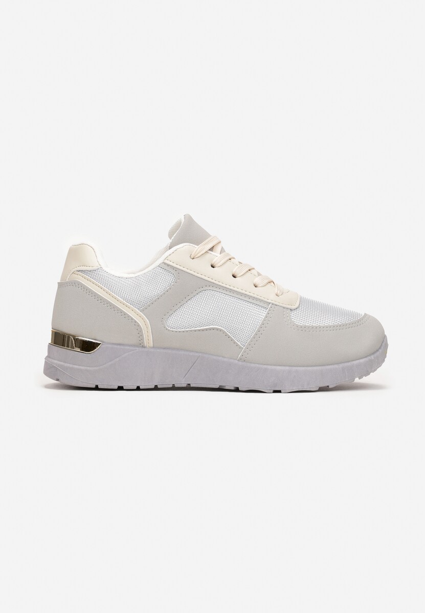 Szare Sneakersy na Grubej Podeszwie z Metaliczną Wstawką Leesa 3