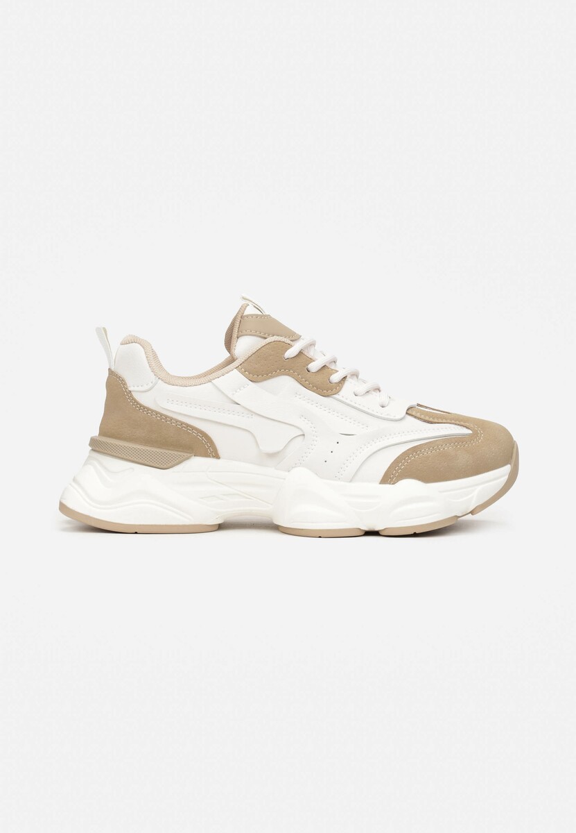 Sneakerși Bej cu Șireturi pe Talpă Groasă până la Glezna Calderia 3