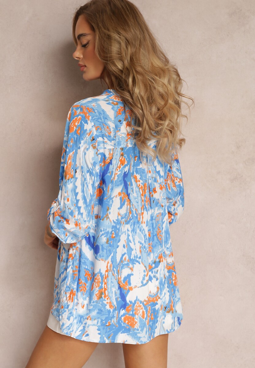 Niebieska Rozszerzana Bluzka z Wiskozy Ariasa 3