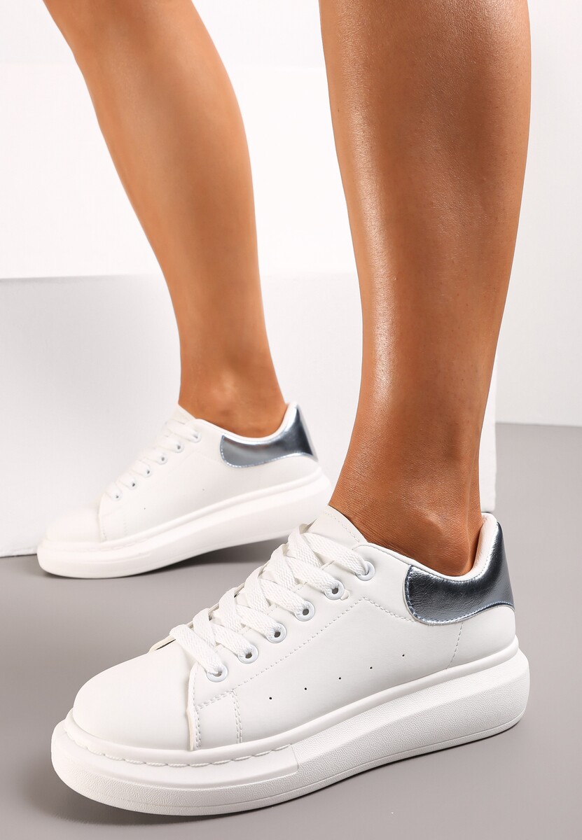 Jasnoniebieskie Sznurowane Sneakersy z Okrągłym Noskiem Primilla 2