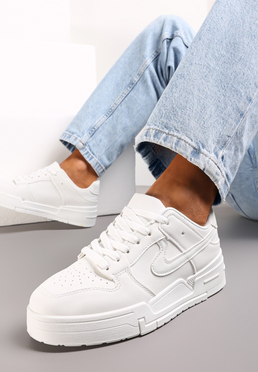 Białe Sneakersy przed Kostkę na Platformie Elyminn 1
