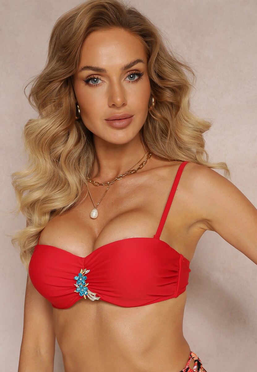 Czerwone Bikini z Dekoracyjną Broszką i Efektem Push Up Dameve 4