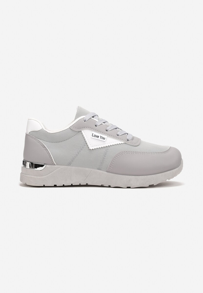 Szare Sznurowane Buty Sportowe do Kostki na Płaskiej Podeszwie Xitla 3
