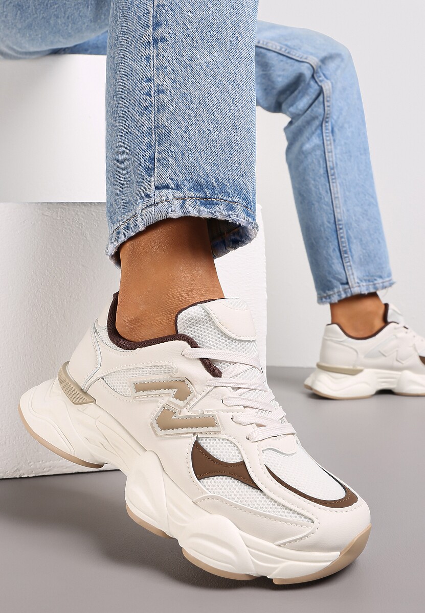 Białe Sneakersy przed Kostkę na Grubej Podeszwie Ahana 1