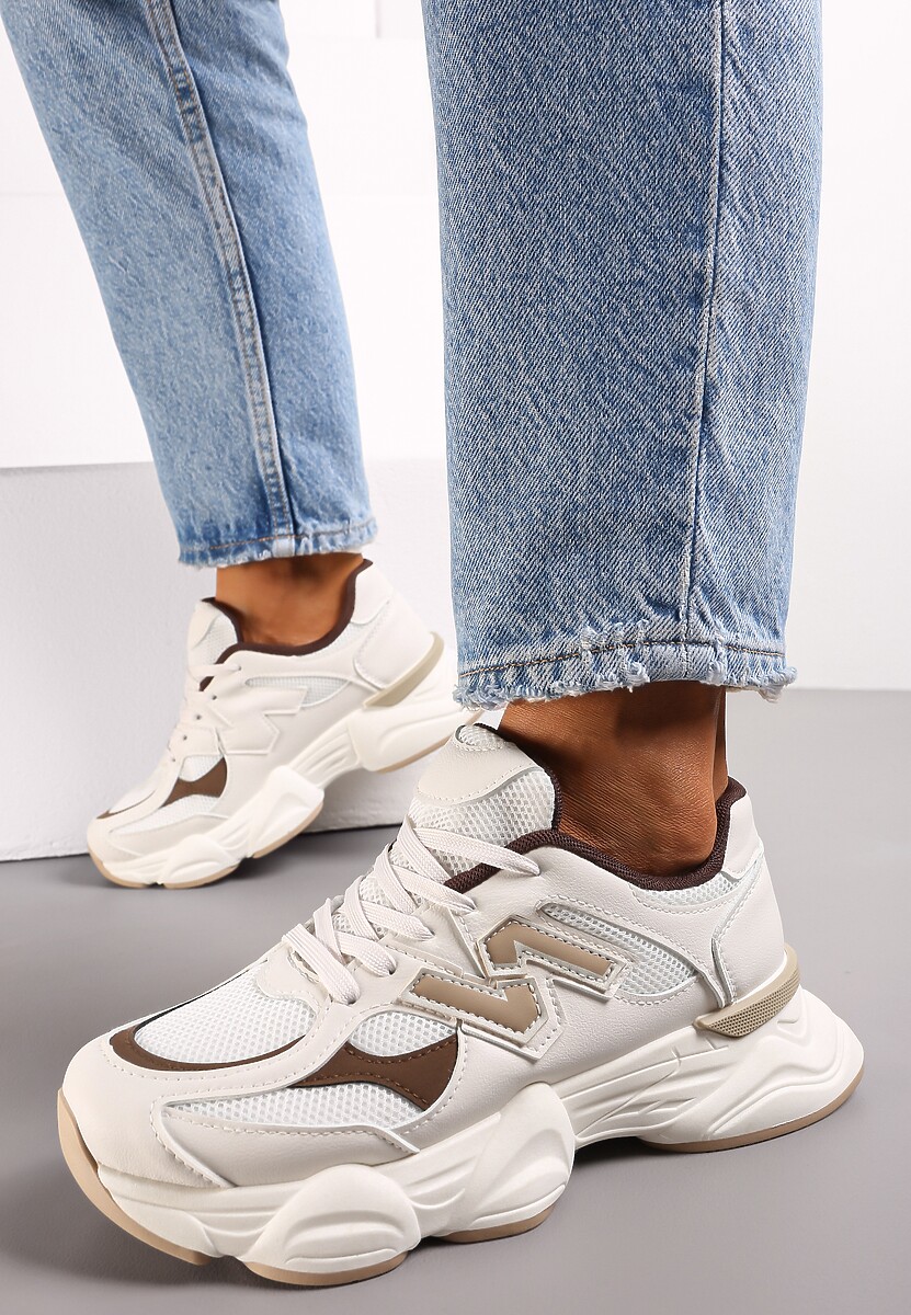 Białe Sneakersy przed Kostkę na Grubej Podeszwie Ahana 2