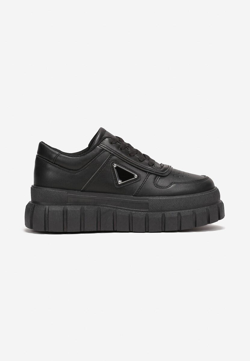 Czarne Sneakersy przed Kostkę z Perforacją i Przeszyciami Kodima 3