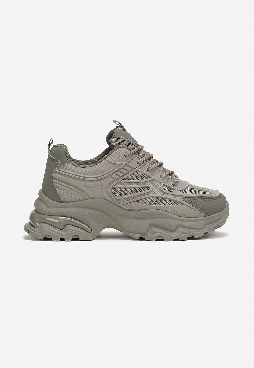 Zielone Sneakersy przed Kostkę na Grubej Podeszwie Maneh 3