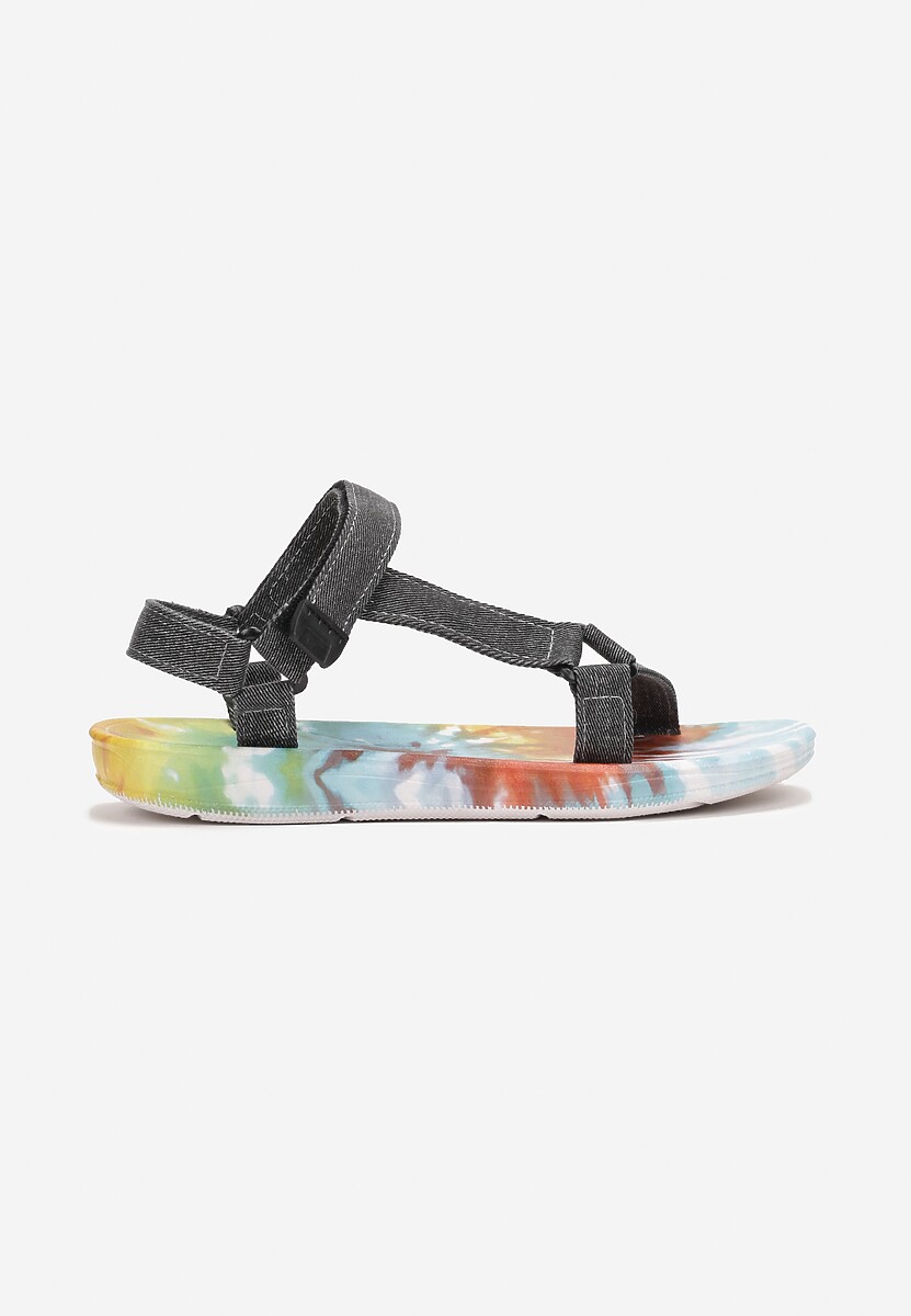 Sandale Gri în Stil Sport cu Velcro și Talpă Colorată Shioria 3