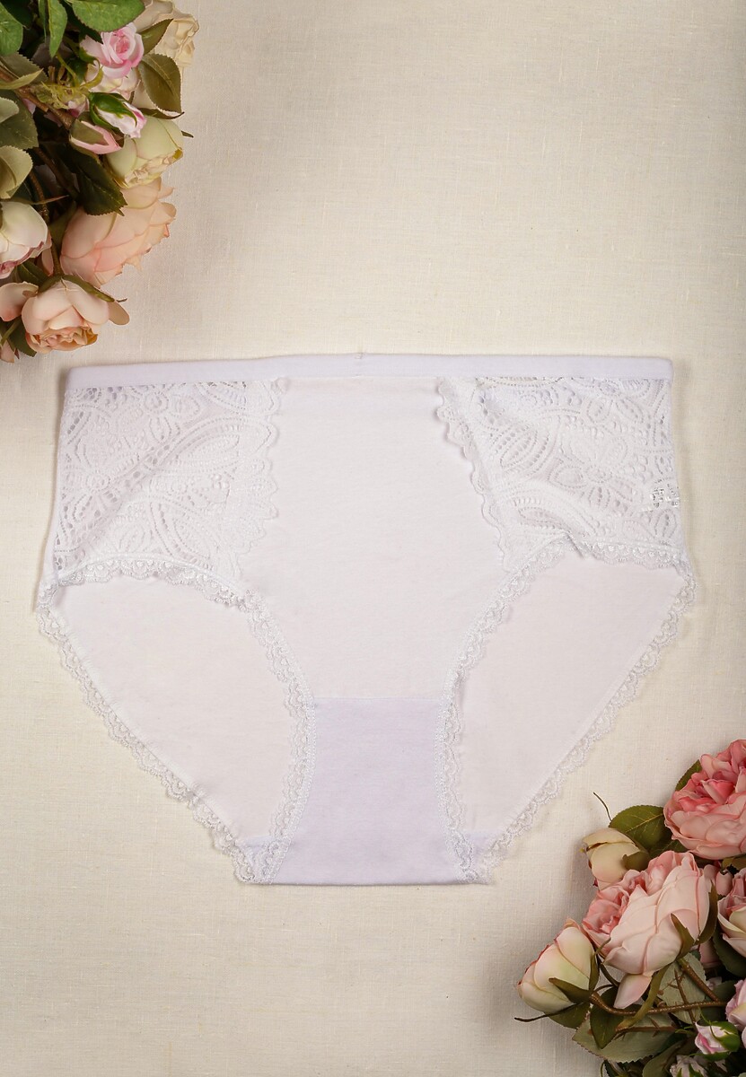 Białe Majtki Figi High Waist z Koronkowymi Wstawkami Graceland 1