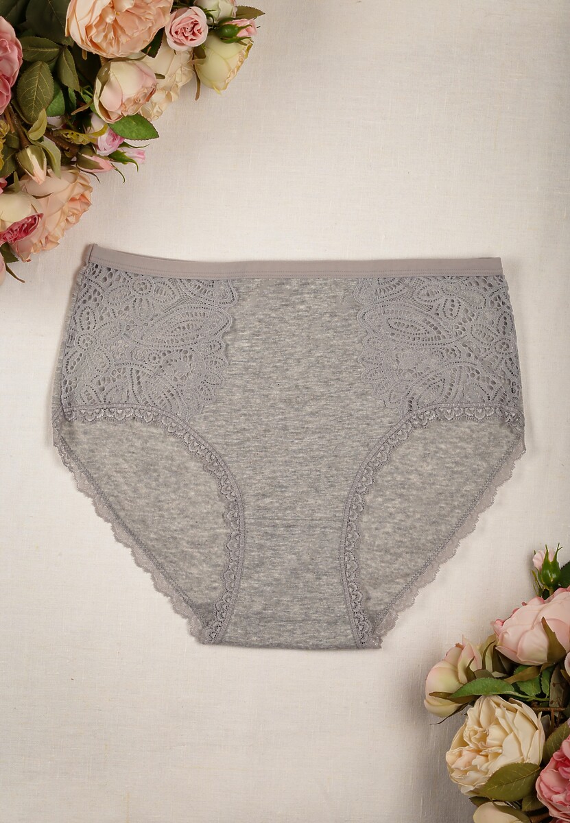Szare Majtki Figi High Waist z Koronkowymi Wstawkami Graceland 1