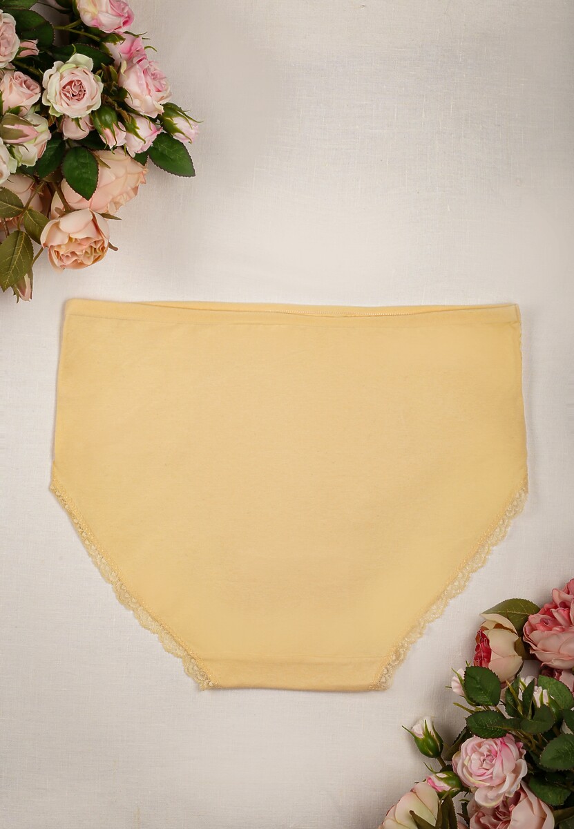 Jasnobeżowe Majtki Figi High Waist z Koronkowymi Wstawkami Graceland 2