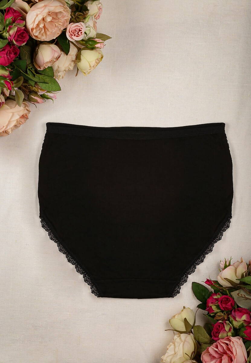 Czarne Majtki Figi High Waist z Koronkowymi Wstawkami Graceland 2