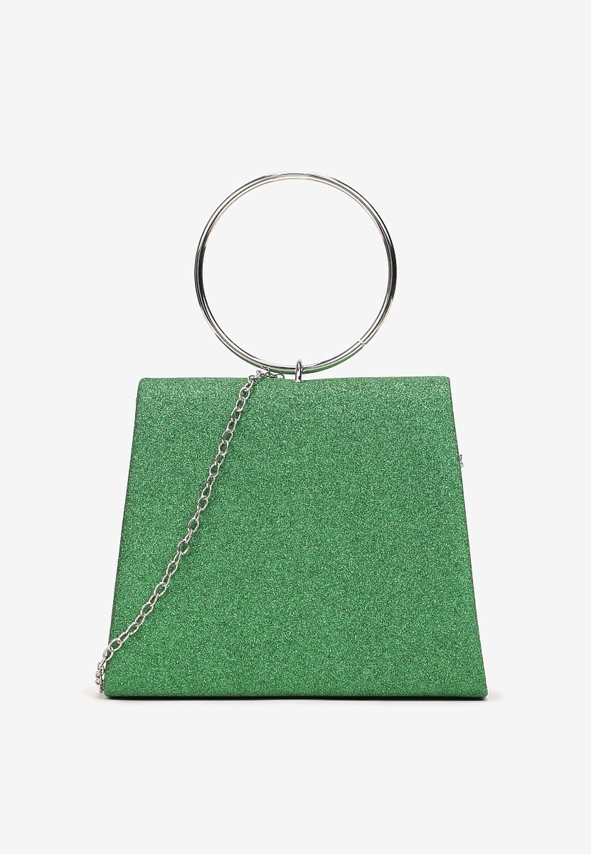 Geantă Trapezoidală Verde Sclipitoare cu Bareta Detașabilă Diraias 2