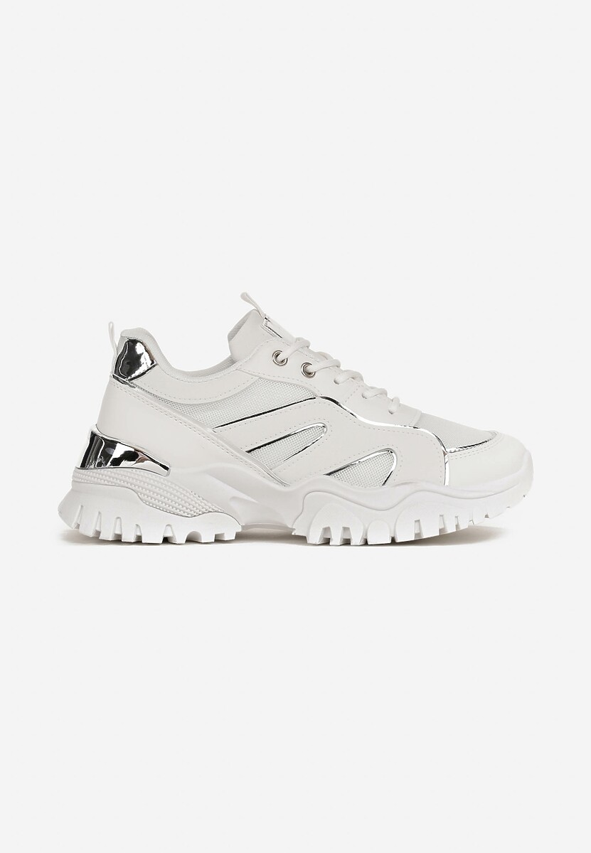 Sneakerși Sport Albi cu Talpă Groasă și Aplicații Decorative Sossi 3