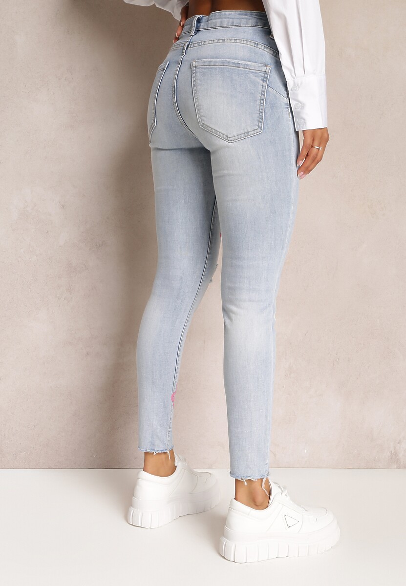Jasnoniebieskie Jeansy Skinny w Motyle Panisia 3