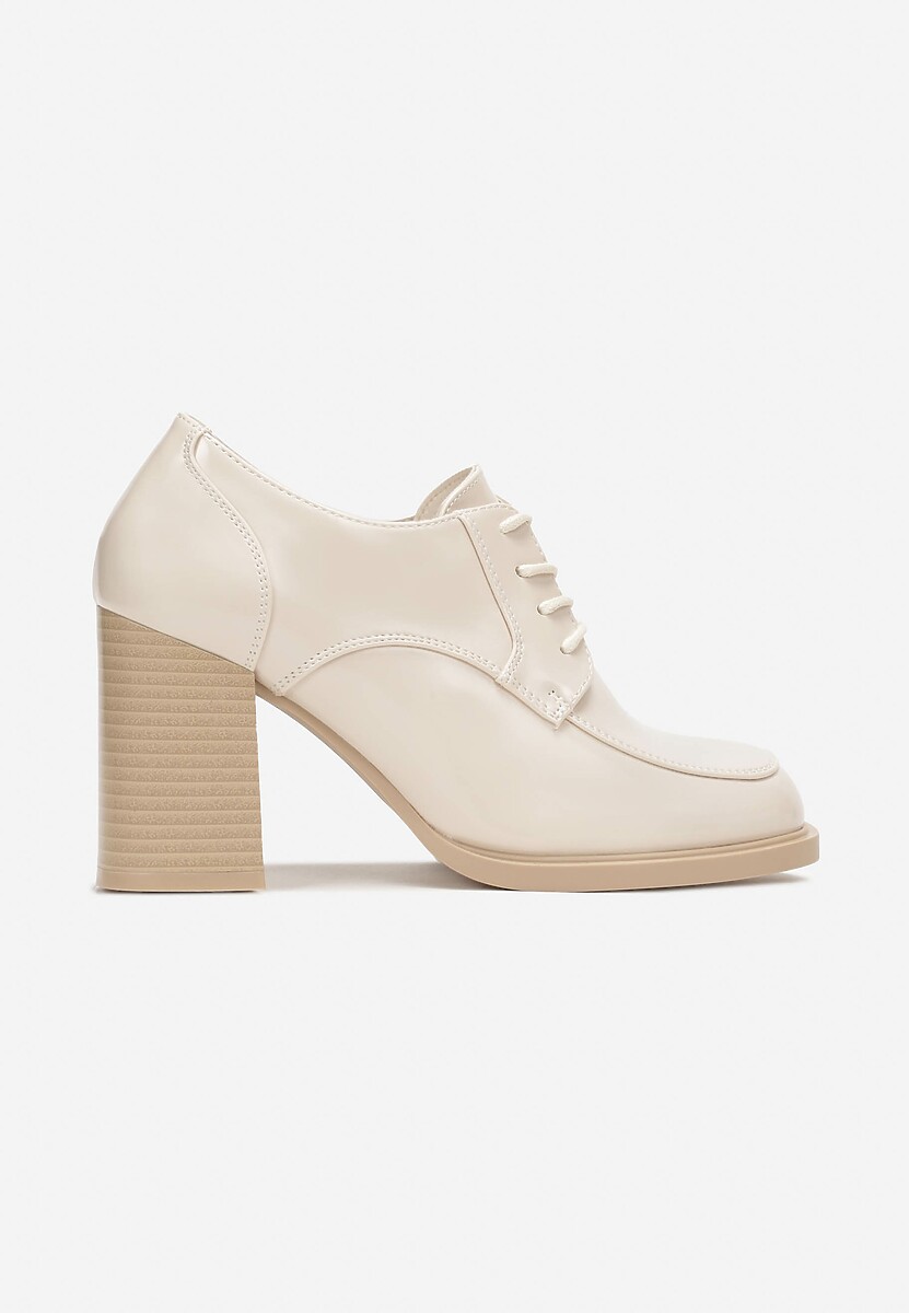 Pantofi bej Jenze cu toc bloc 3