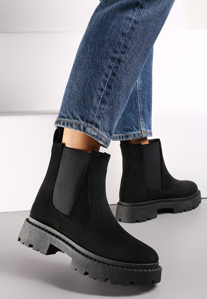 Botine negre cu talpa groasa Gosoga 1