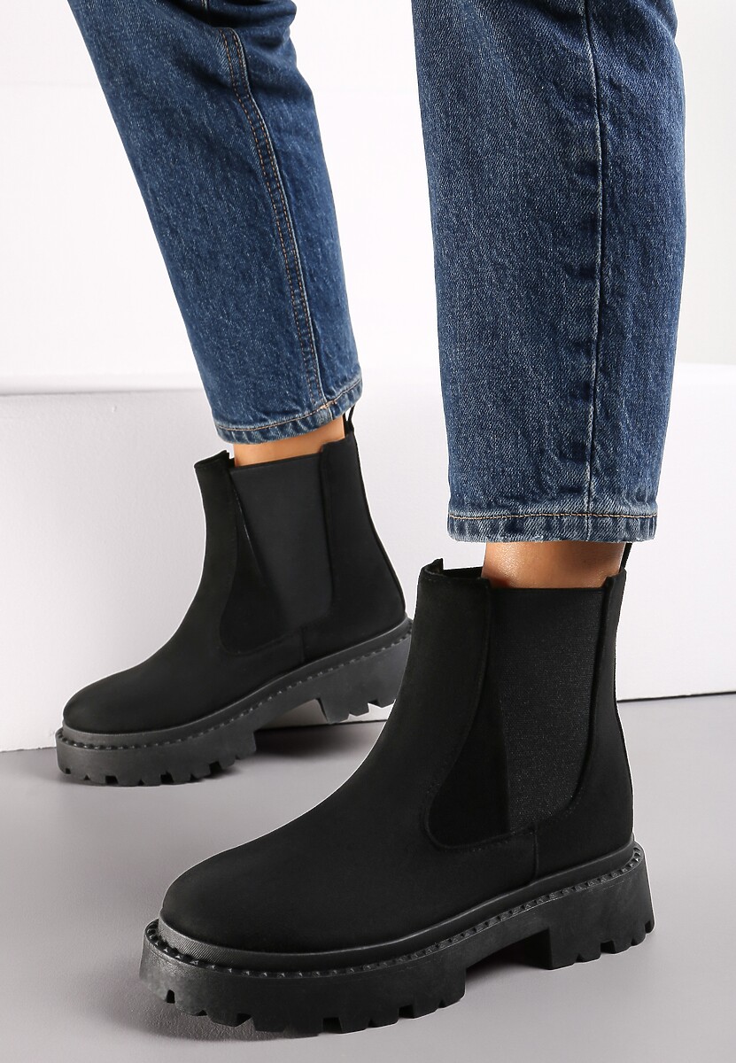 Botine negre cu talpa groasa Gosoga 2