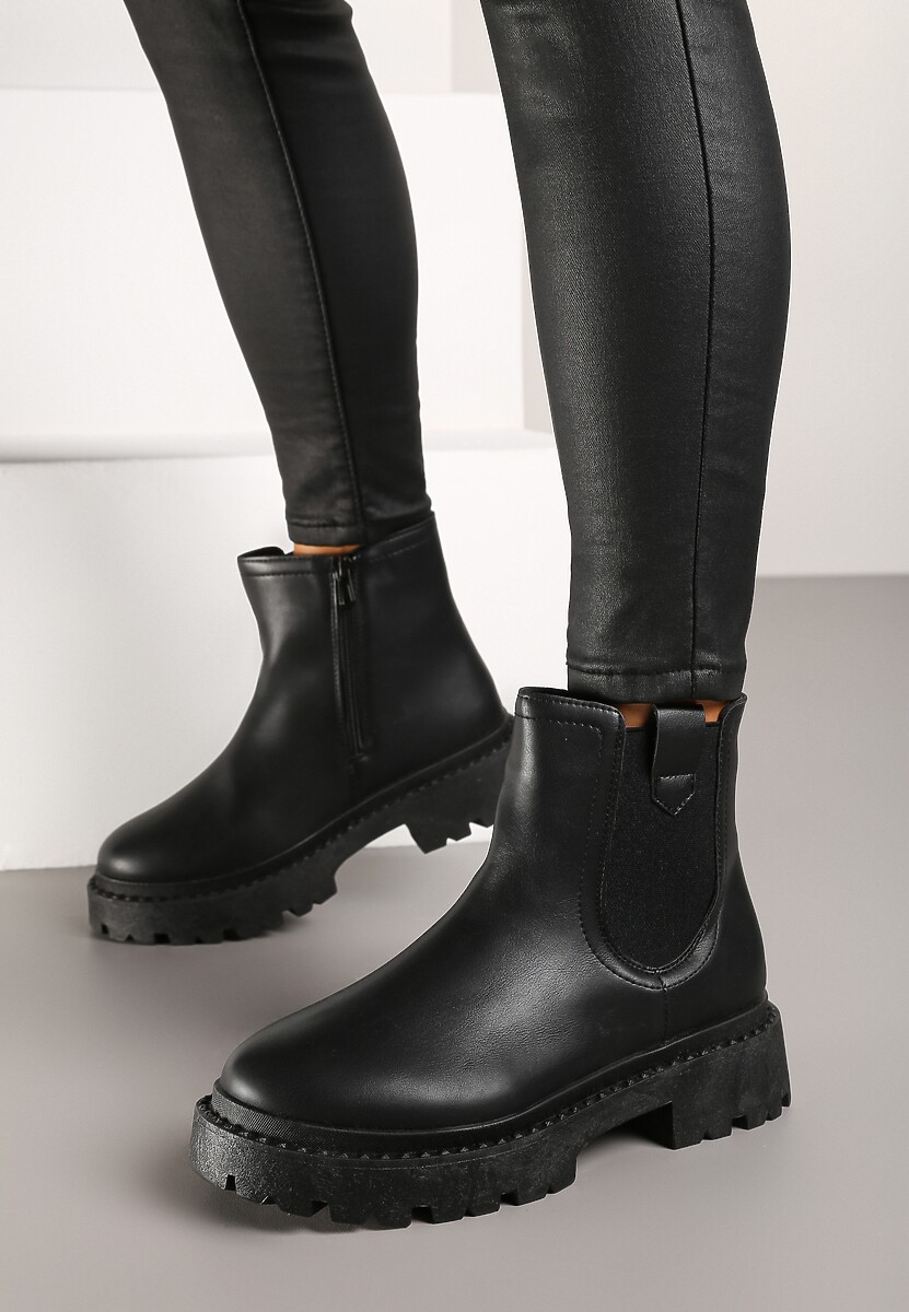 Botine Negre Chelsea pe Talpă Groasă Liraelia 2