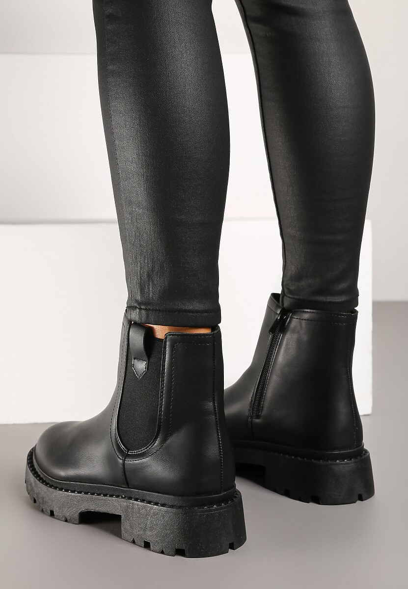 Botine Negre Chelsea pe Talpă Groasă Liraelia 3