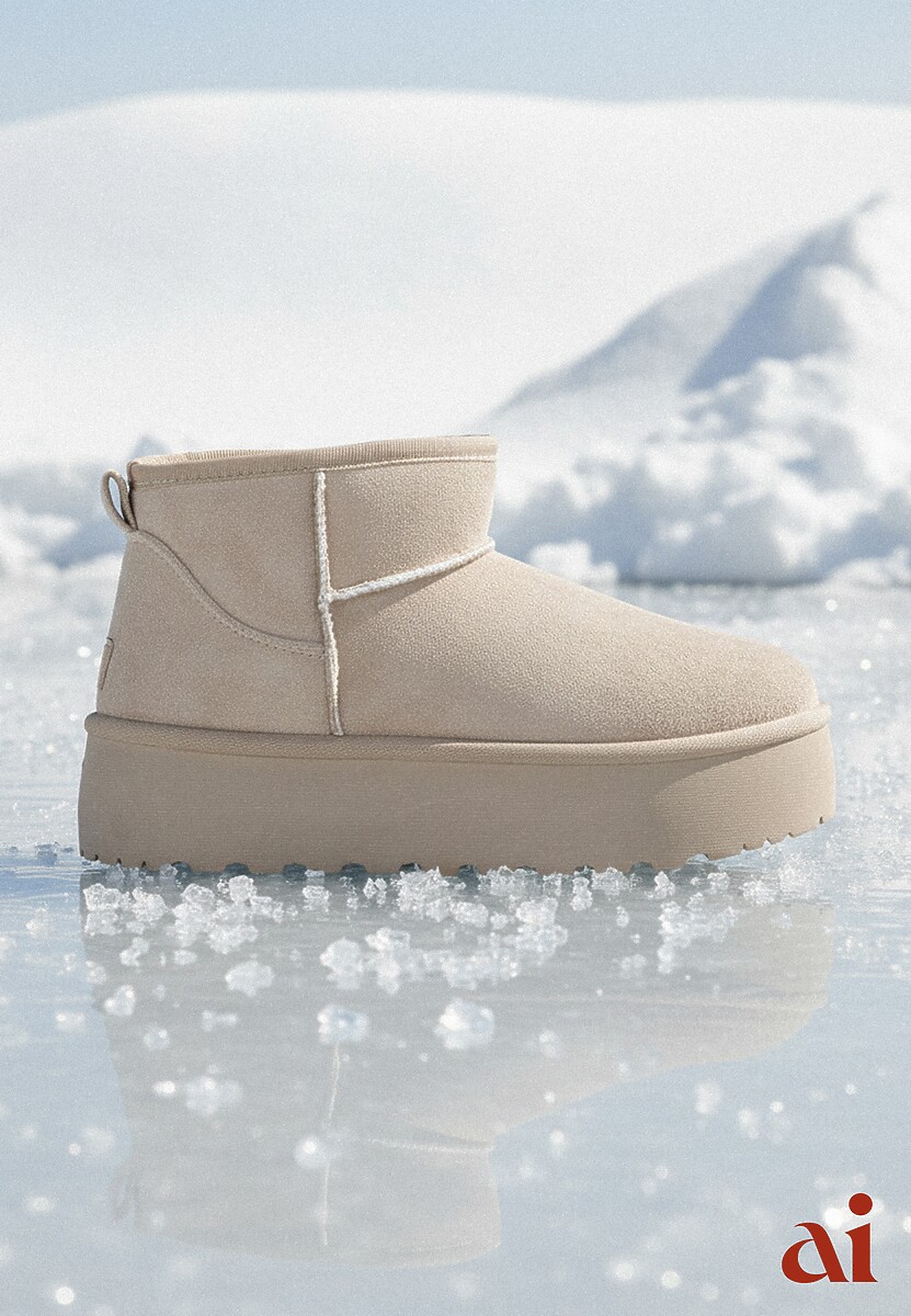 Beżowe Krótkie Śniegowce na Platformie Elenith 1