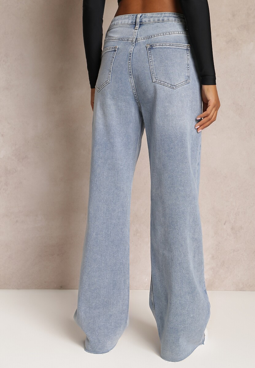Niebieskie Jeansy Szwedy High Waist z Przetarciami Kirste 3