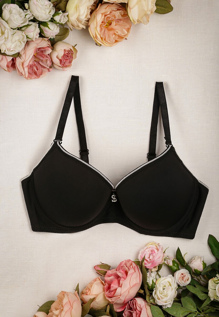 Sutien Push Up Negru cu Decorațiune Kisaia 1
