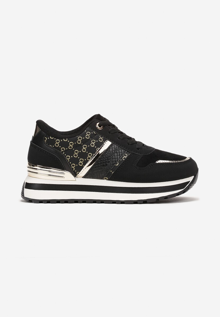 Sneakerși Negri pe Talpă Împodobită cu Inserții Moderne Elyson 3