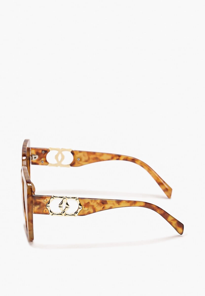 Ochelari de Soare Pătrați Maro cu Brațe Decorative Emmanitte 2