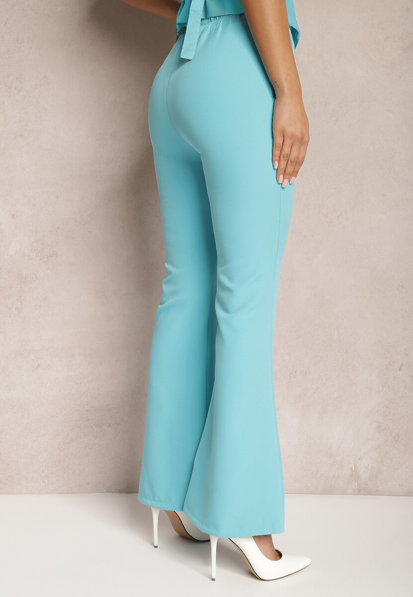 Pantaloni Clopot Blu cu Dungi Talie Înaltă Eudota 3