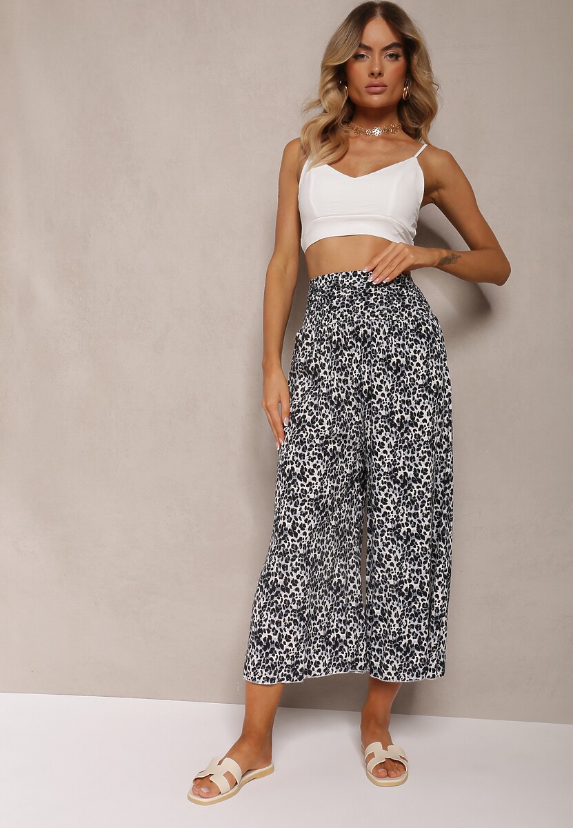 Pantaloni Gri Largi 7/8 cu Imprimeu Animal Print Rhin 2