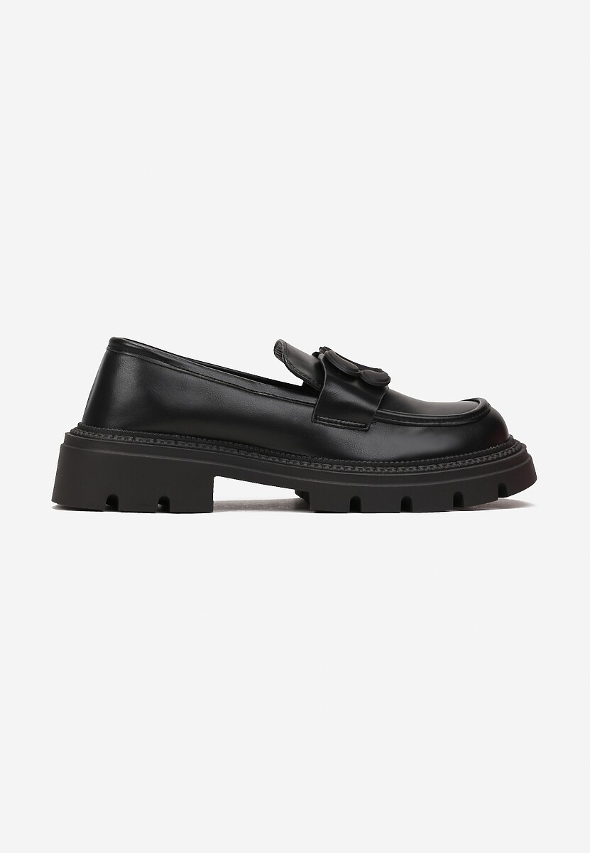 Mocasini Negri Gleznă cu Cataramă Decorativă și Brant din Piele Naturală Aglemia 3