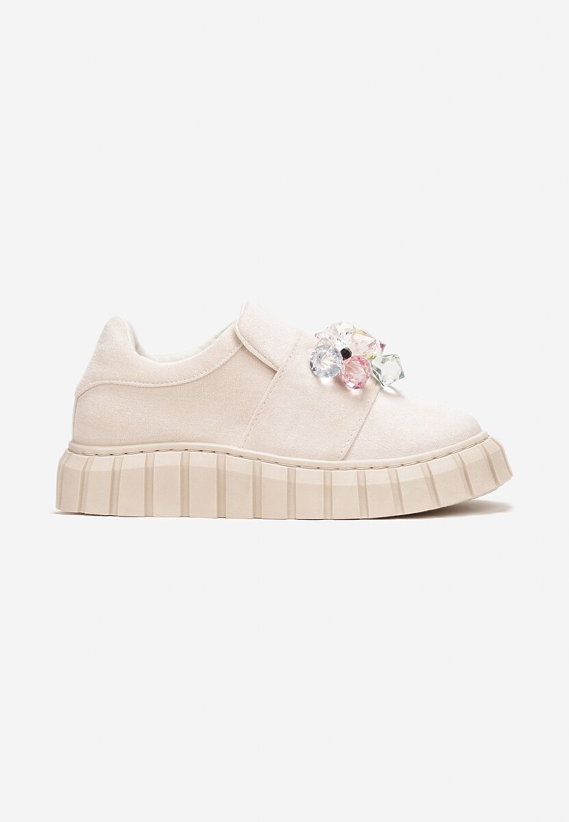 Sneakers bej pe platformă cu cristale Alexelina 3