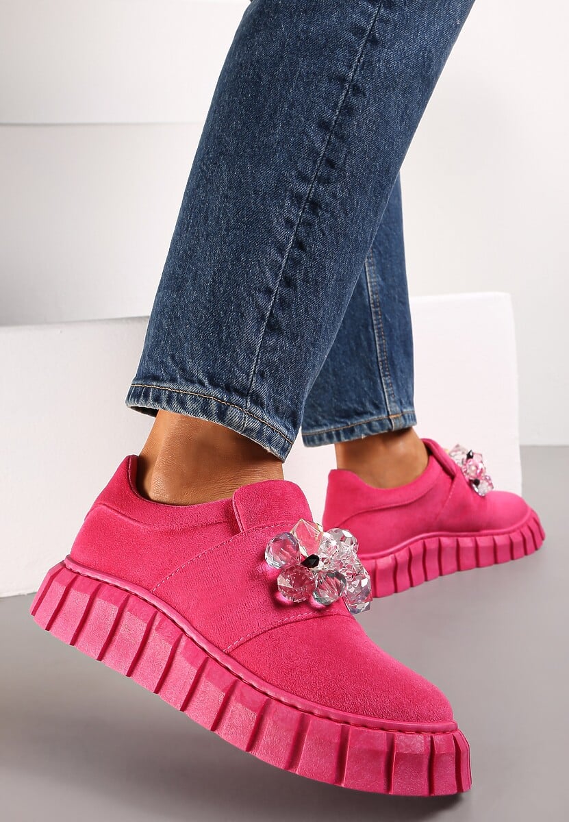Fuksjowe Wsuwane Sneakersy na Platformie z Kryształkami Alexelina 2