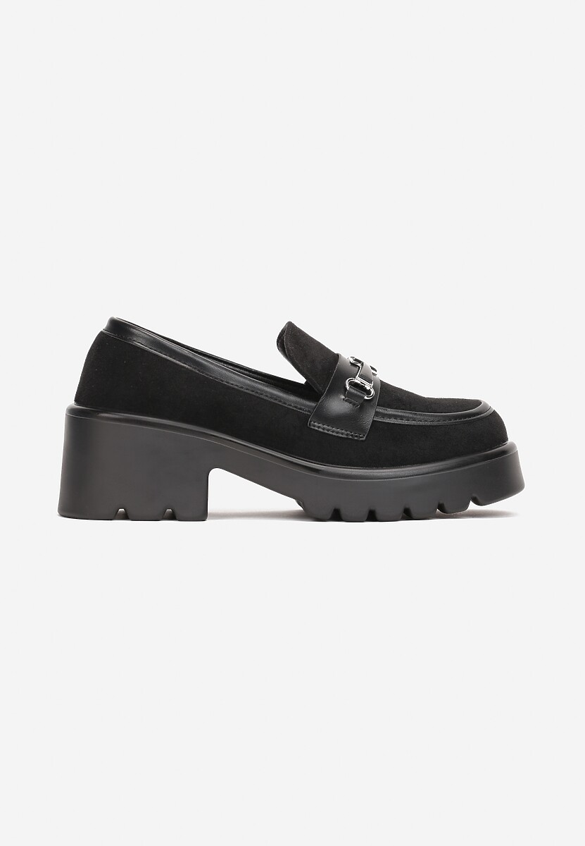 Mocasini Negri Slip-On cu Aplicație Metalică pe Talpă Groasă Breez 3